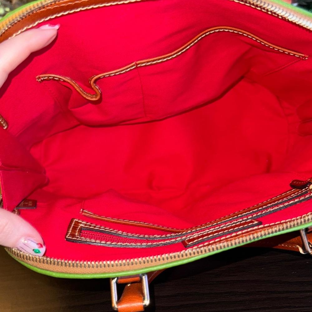 Dooney & Bourke Green and Tan Zip Zip Satchel - Picture 5 of 12
